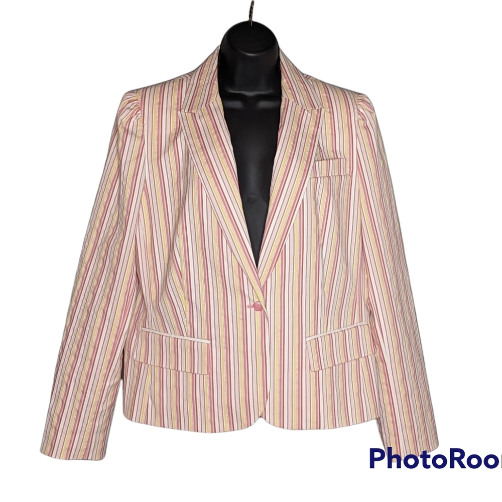 Apostrophe Stretch Striped Blazer Size 14